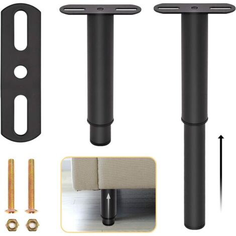 Pieds Réglables Pour Sommier à Lattes - Hauteur 18 à 33 Cm, Fer Et Nylon Antidérapant - Lot De 4 - Support Solide, Facile à Monter Sans Perçage