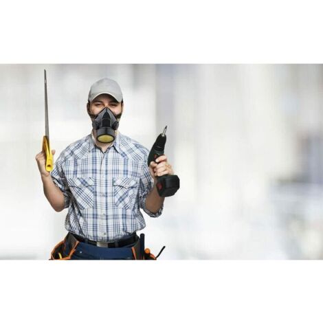 Masque Respiratoire Tigvio Avec Lunettes - Protection Anti-Poussière, Vapeurs | Filtration Charbon Actif | Kit Complet