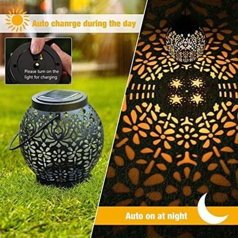 YMYNY Lanterne solaire d'extérieur, lot de 2 lampes solaires de jardin à LED, lanterne à énergie blanche chaude étanche IP65 suspendue pour patio, terrasse, cour, pelouse, table, fête, décoration d'in