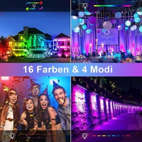 YMYNY Lot de 4 projecteurs LED RVB à intensité variable pour extérieur, étanches IP66 avec télécommande, 16 couleurs, 4 modes d'éclairage pour extérieur, intérieur et extérieur (50 W)
