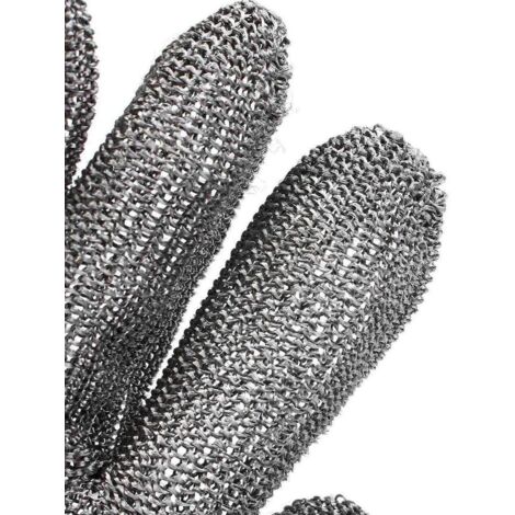 Gant De Boucher En Maille D'acier Inoxydable - Taille L - Protection Niveau 5 - Neuf