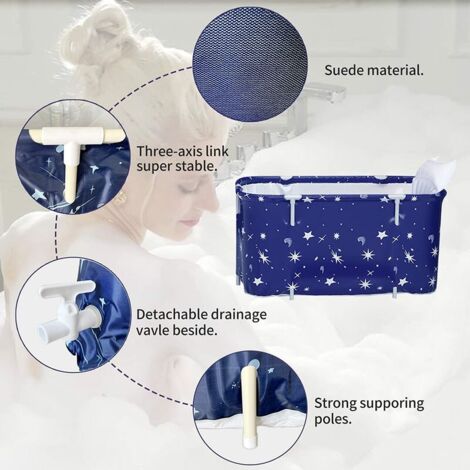 Baignoire Gonflable 160cm - Spa Pliable & Portable Pour Adultes Ideal Pour Voyager En Bleu