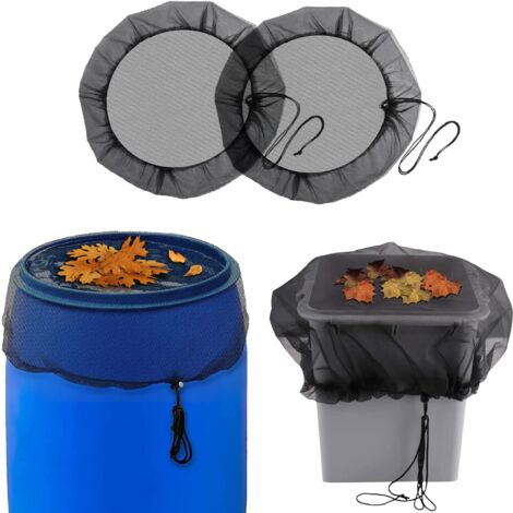 LAISHUNHE 2 PCS Filet Anti Moustique Bidon 80cm Housses En Maille Pour Tonneau De Pluie Réglable Moustiquaire Recuperateur D'Eau Avec Cordon De Serrage Filet Pour Citerne De Pluie Jardin Pelouse