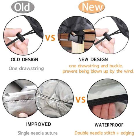 Housse De Protection Pour Chaise œuf Double - Imperméable Polyester, 230x200cm - Pour Meuble Extérieur Rotin, Noir/gris - 7