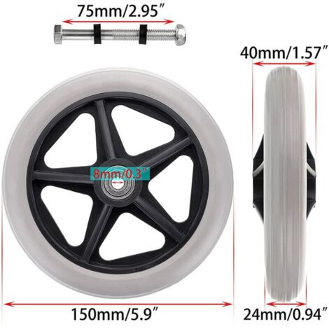 Roue De Rechange 19 Cm En Polyuréthane - Pour Chariot De Jardin, Brouette, Tondeuse - Capacité 150kg, Rotation 360° - 7