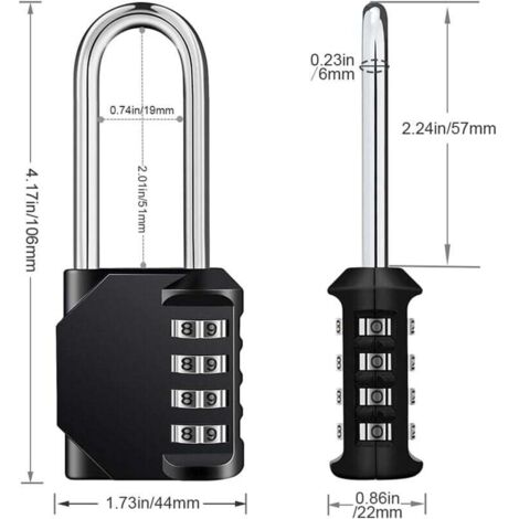 Cadenas à Code 6 Chiffres étanche IP55 - Goulot 12 Mm En Inox, Stocke 10 Codes - Pour Casiers De Sport, école, Garage Ou Voyage
