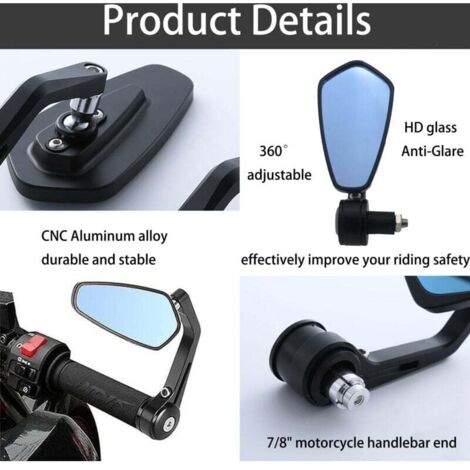 SJGMBAC Rétroviseurs Moto Pour Suzuki DR 650 350 200 250 DRZ400 - Rétroviseurs Latéraux Noirs