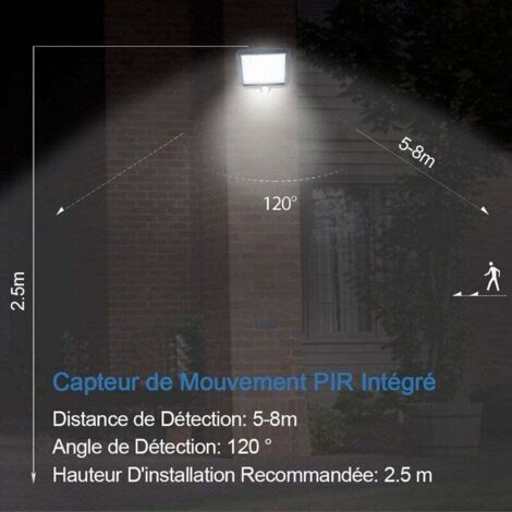 Projecteur LED Solaire Extérieur Avec Détecteur De Mouvement - 100 COB, 180 Lumens, IP65 - Pour Jardin, Allée, Entrée