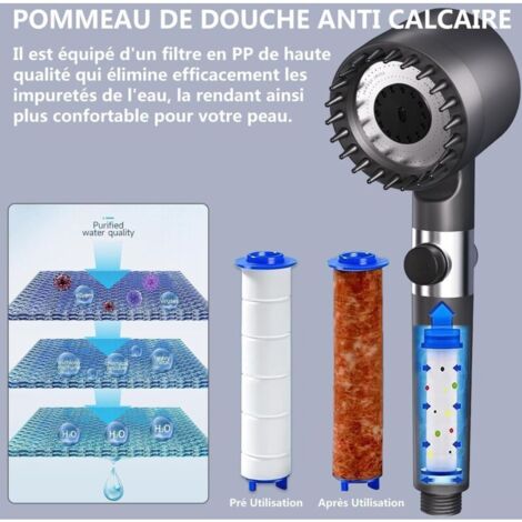 Sooair Pommeau Douche Anti Calcaire, 3 Modes Pommeau Douche Haute
