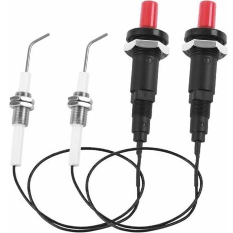 Piezo Plancha XAVSWRDE 2 PCS Boutons D'Allumage Piézo En Plastique Allumages Piézo Electriques Briquets à Bouton-Poussoir Avec Aiguille D' Allumage Et Cable De 100cm Pour Cuisinière Four à Gaz Barbecue Piezo Barbecue - 5