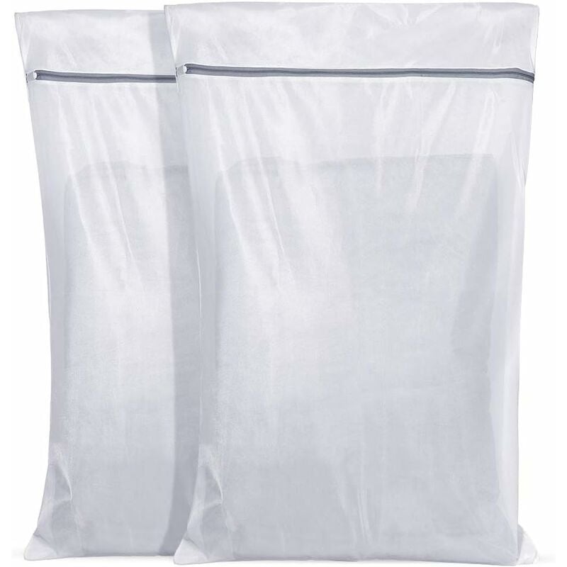 Lot de 2 sacs à linge, sacs de lavage en maille 40 x 50 cm Grands sacs à  linge avec poignée Sac à linge en maille avec fermeture éclair Sac à linge