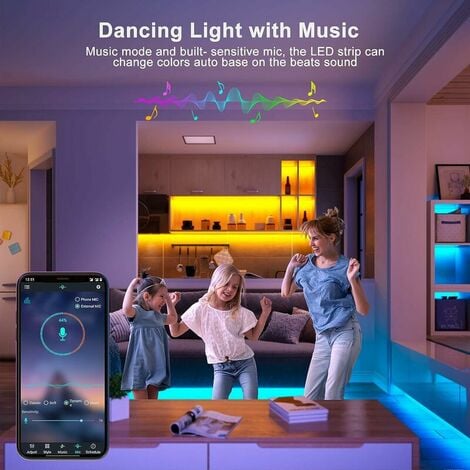 Ruban LED WiFi 10M Bande LED APP, LED chambre Synchronisation avec la  Musique, Lumière LED multicolore