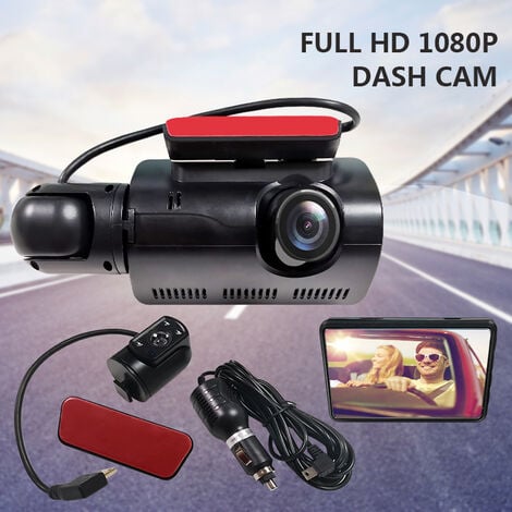 Caméra de voiture Dashcam avant et arrière, Full HD, grand angle 140°，avant  + intérieur