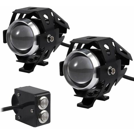 2pcs 15W Phare Moto Feux Additionnels LED Phares Avant Moto Anti Brouillard  Projecteur Spot LED Moto