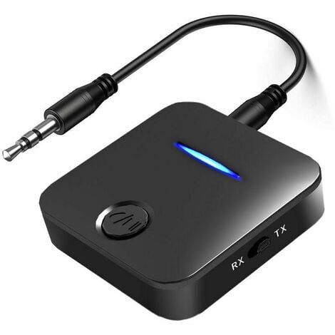 Bluetooth 5.0 émetteur Et Récepteur Adaptateur FM AUX Pour TV Voiture PC  Noir