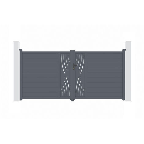 Doppelflügeltor aus Aluminium 3m VELETA 300 x 160 cm Grau