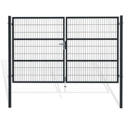 Doppelflügeltor für Stabmattenzaun 3m RAZO 300 x 180 cm Anthrazitgrau