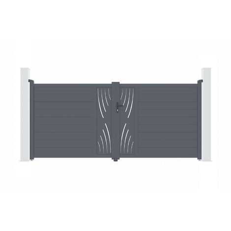 Doppelflügeltor aus Aluminium 3,5m VELETA 350 x 160 cm Grau