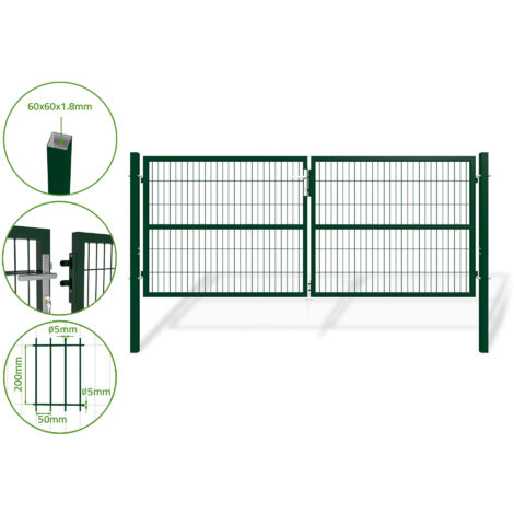 Doppelflügeltor für Stabmattenzaun 3m RAZO 300 x 120 cm Moosgrün