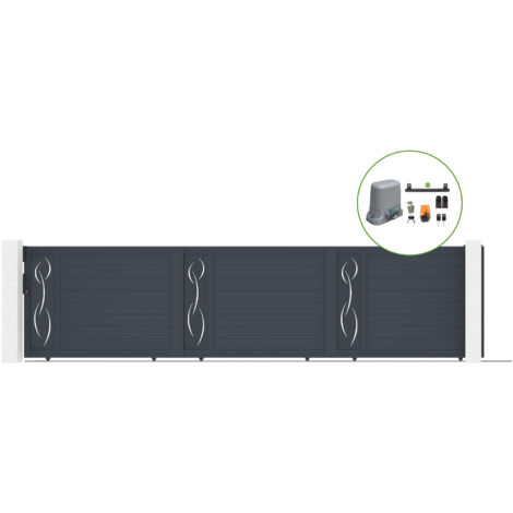Schiebetor 5m LIFE H.140cm Aluminium + TANKER C600 Motorisierung (1/5)