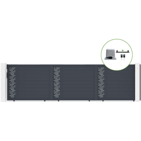 Schiebetor 6m ARLBERG H.160cm Aluminium + RANGER C300 Motorisierung