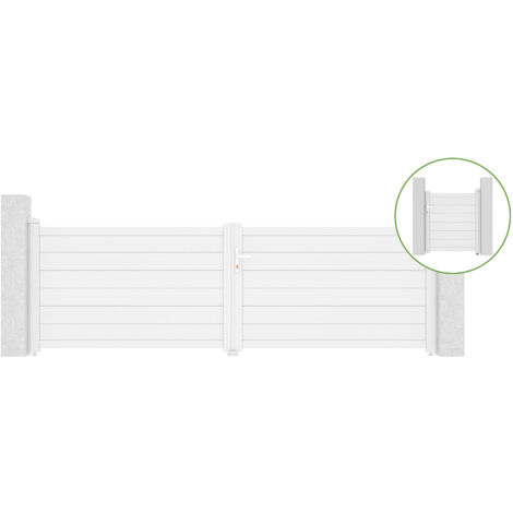 Flügeltor 3,5 m EIGER H.115 cm weißes Aluminium + EIGER H155 WEISSES Tor