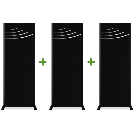 Set mit 3 Dekorplatten VELETA Schwarz H.160cm mit Mustern auf der Oberseite