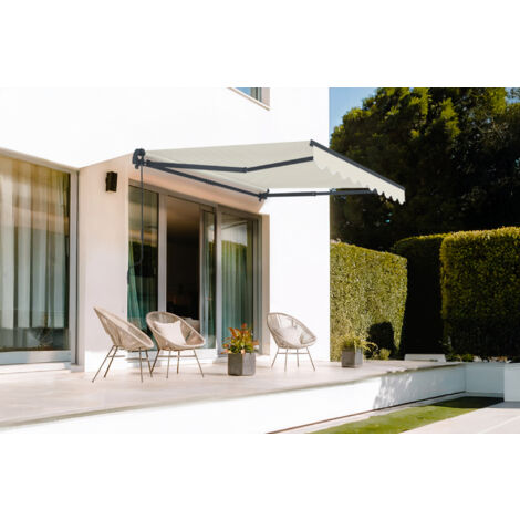 Einteilige Markise VECCHIO 2,5m x 2m - Premium-Leinwand 320g/m² Beige