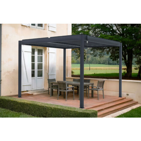 Pergola bioklimatische selbsttragende PIANA 3x3m aus grauem Aluminium