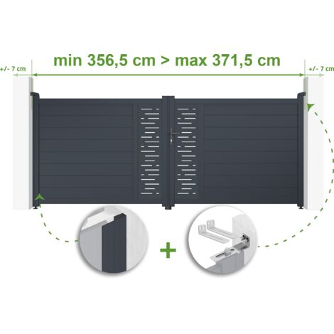 Verstellbares Drehtor Breite 3,5m ARLBERG H.140cm grau Aluminium (1/4)