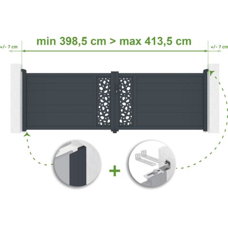 Verstellbares Drehtor Breite 4m SUNNY H.120cm grau Aluminium (1/4)