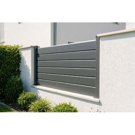 Aluminiumzaun Lamellen 2m VANO Höhe 90cm Grau
