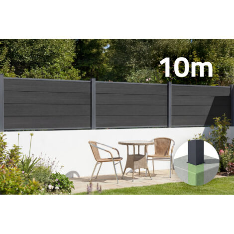 Verbundzaun 10 m STOCKHORN H.90 cm zum Einbetonieren Grau