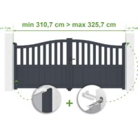Verstellbares Drehtor Breite 3m MEIJE H.140cm grau Aluminium
