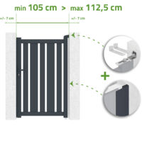 Verstellbare Torbreite 1m VEYMONT H.160cm graues Aluminium