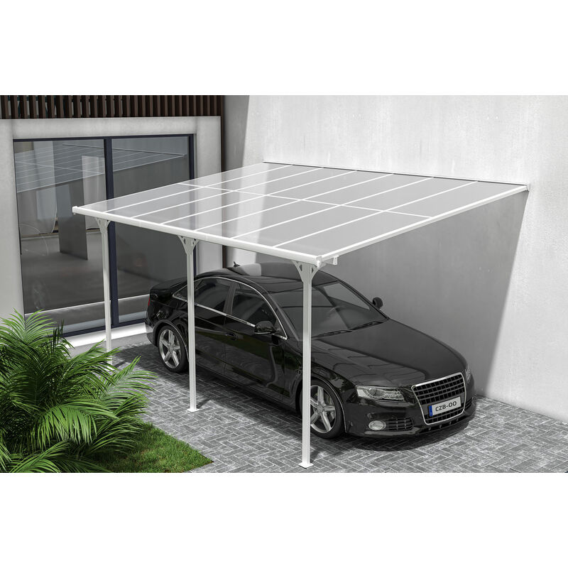 Pergola/Cochera adosada KLEO 5m x 3m aluminio Gris