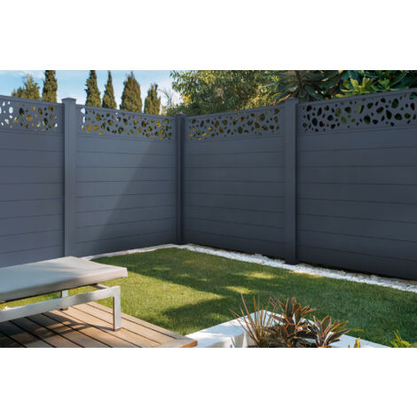 Valla de aluminio semiperforada SUNNY 190 x 170 cm Gris