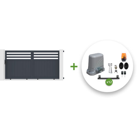Pack portón eléctrico corredero 3m NEVIS 300 x 160 cm + motor TANKER C600