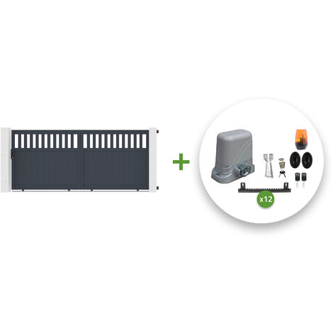 Pack portón eléctrico corredero 3,7m SANTIS 370C160 cm + motor TANKER C600