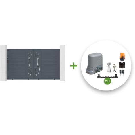 Pack puerta corredera automática 3.5m LIFE 350 x 180 cm + motor TANKER C600