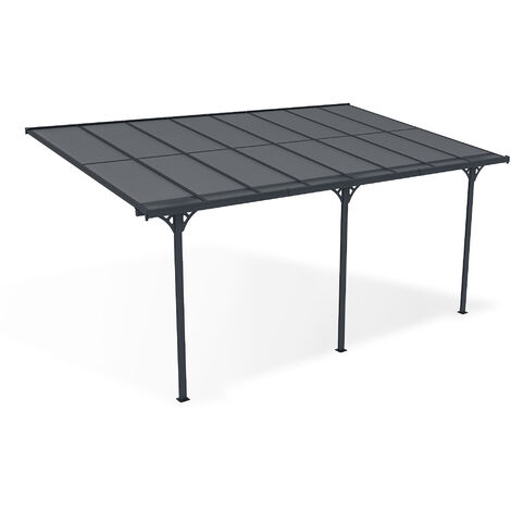 Pergola/Cochera adosada KLEO 500L300 aluminio Gris