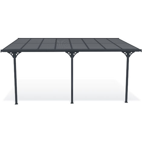 Pergola/Cochera adosada KLEO 500L300 aluminio Gris