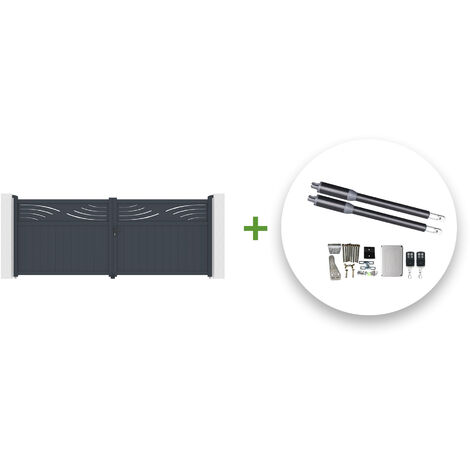Portón eléctrico abatible 4m HALTI 400 x 160 cm GRIS + motor RANGER B150 (1/5)