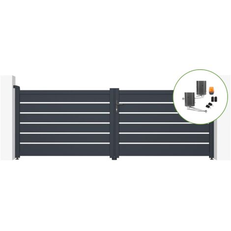 VOGEL 350 x 120 portón eléctrico batiente gris + Motor brazo B500 (1/5)