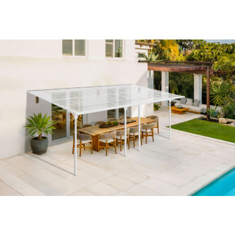 Pérgola/cochera adosada 18m² KLEO 600L300 aluminio Blanco