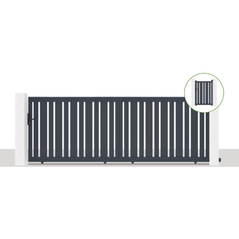 Puerta corredera 4x1,4m VEYMONT + Puerta 1m VEYMONT H.1,4m gris