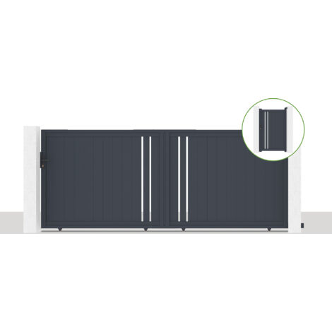 Puerta corredera 4x1,6m GIONA + Puerta GIONA H.1,6m gris