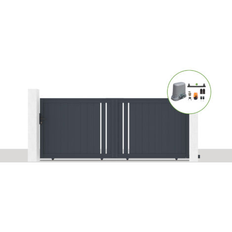 Portón corredero eléctrico 3,5x1,4m GIONA + motorización TANKER C600