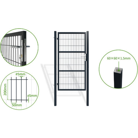 Puerta de valla 1m RAZO 100 x 180 cm Gris
