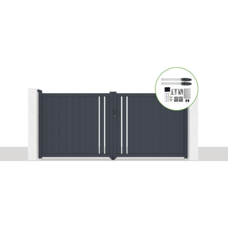 Portón eléctrico batiente 3,5x1,6m GIONA + HICKER B200 motorización (1/5)